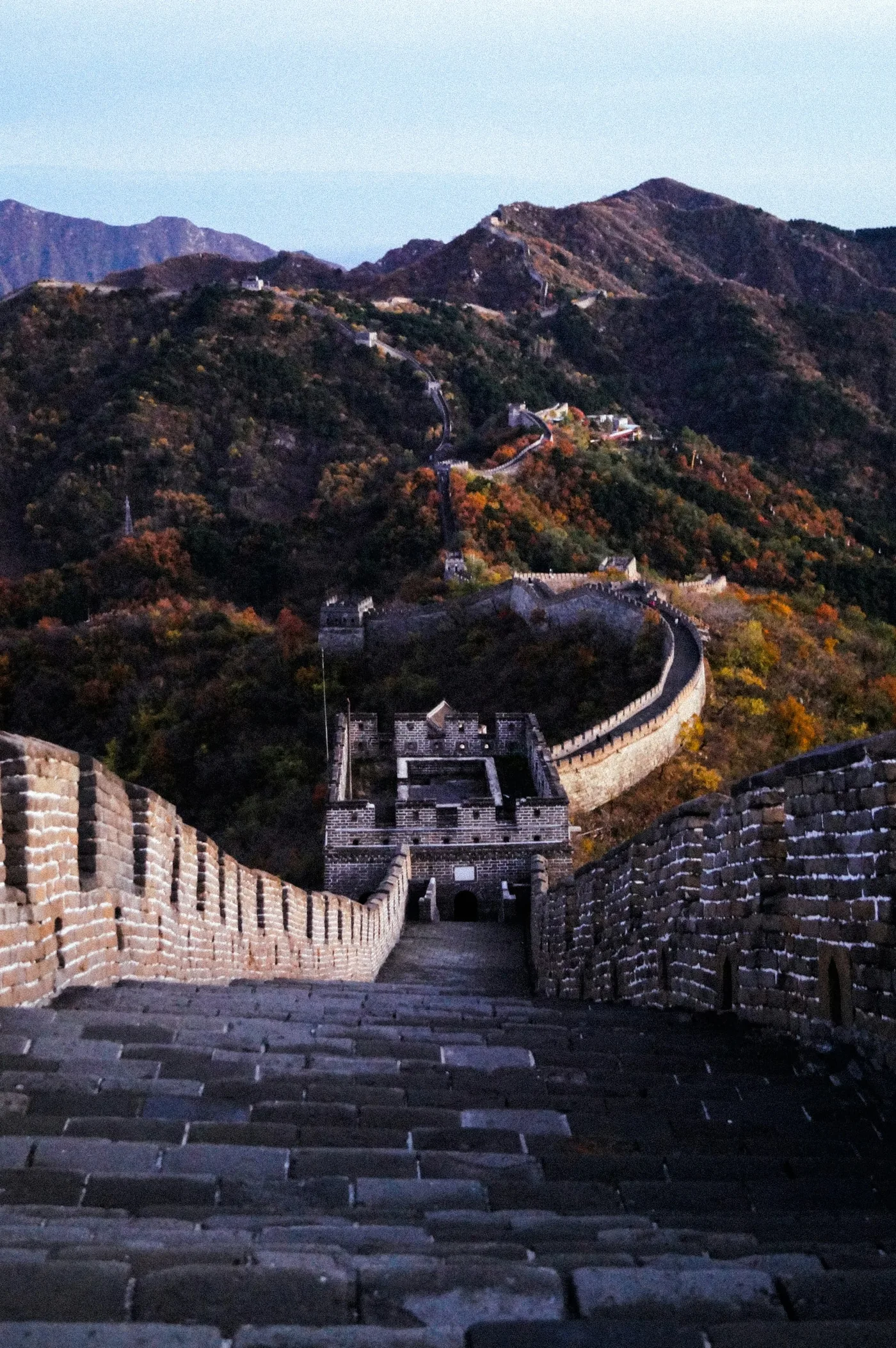 The Great Wall of China winding across mountain ridges near Beijing
