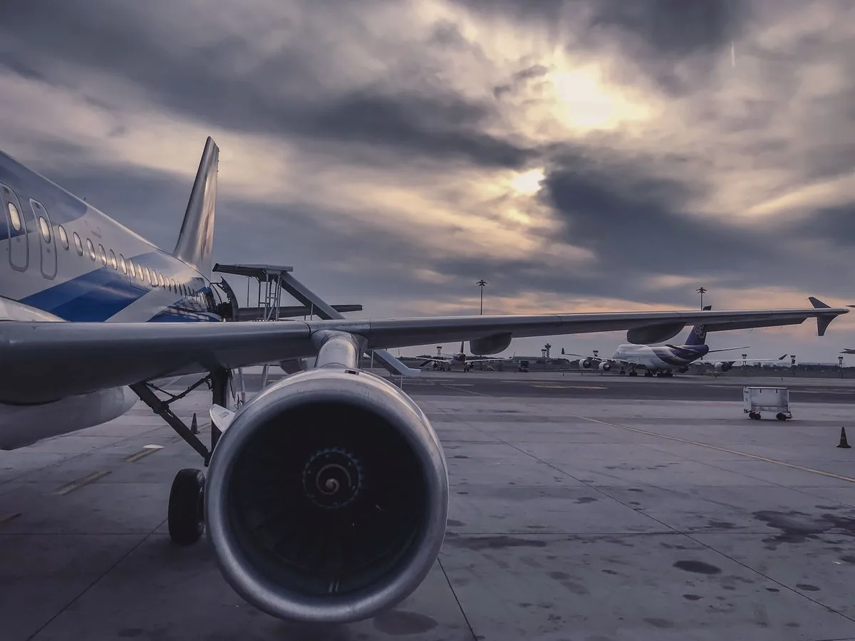 Passenger aircraft waiting on an airport apron