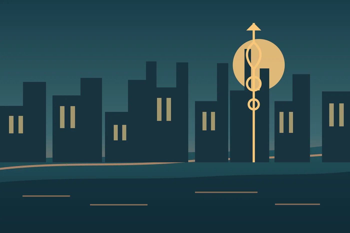 Editorial illustration of the Shanghai skyline and Huangpu River