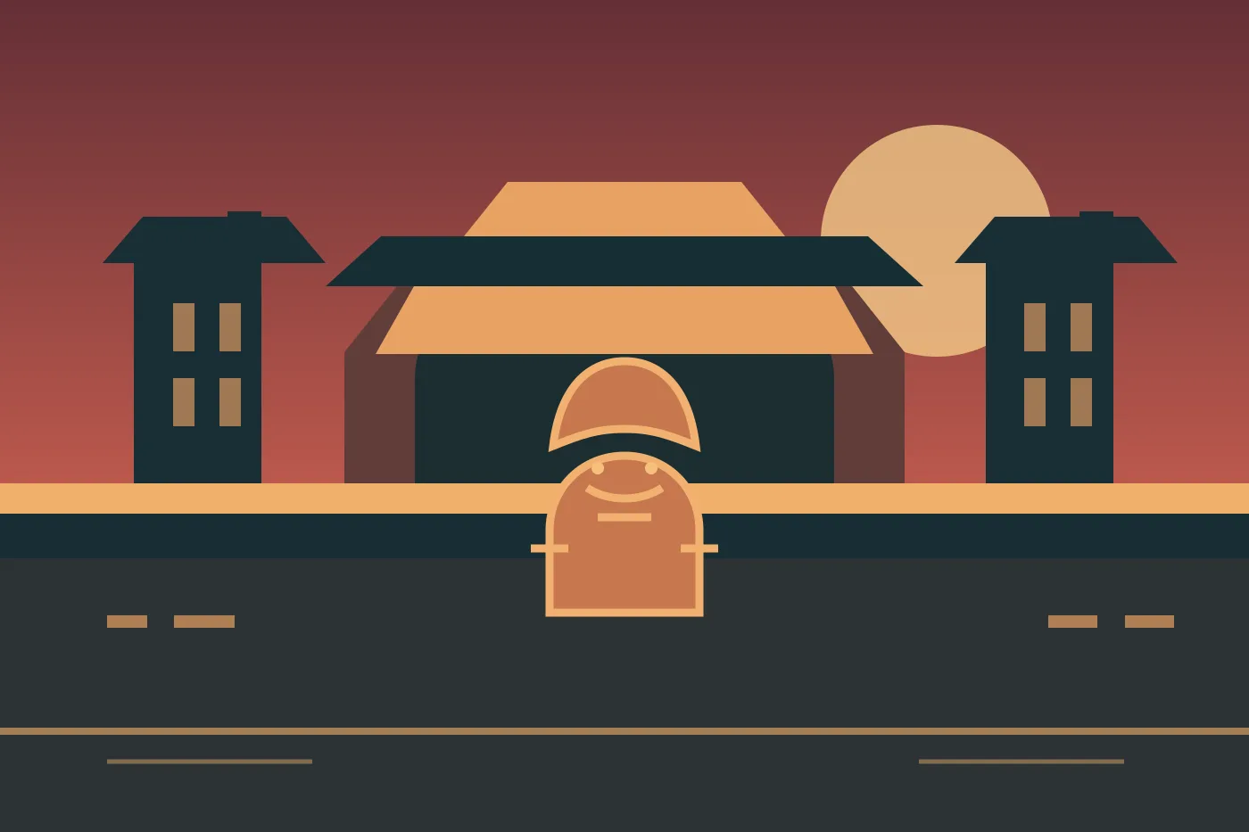 Editorial illustration of a Xi'an city gate and Terracotta Warrior